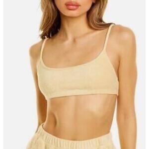 Danielle Bernstein By WeWoreWhat Butter Yellow Bandeau Top Women's Large
